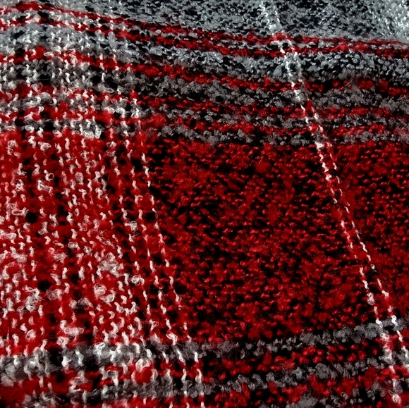 Cejon One Size Cape Shawl Blanket Sweater Wrap Poncho Grey Red - Picture 5 of 5